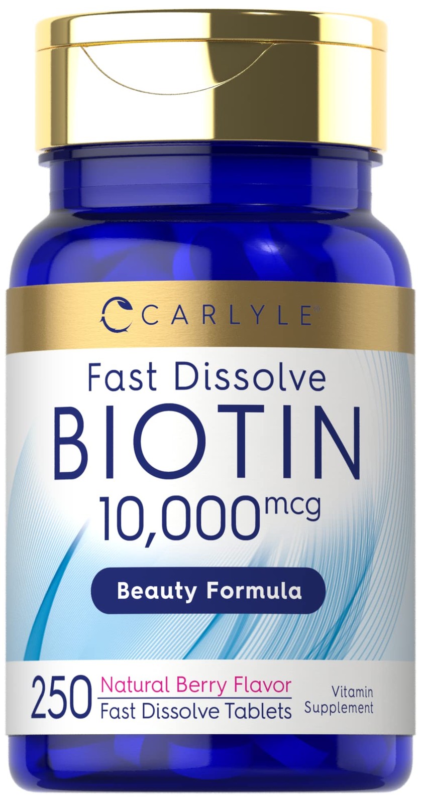 Carlyle Biotin 10000mcg | 250 Fast Dissolve Tablets | 250 Count (Pack of 1)
