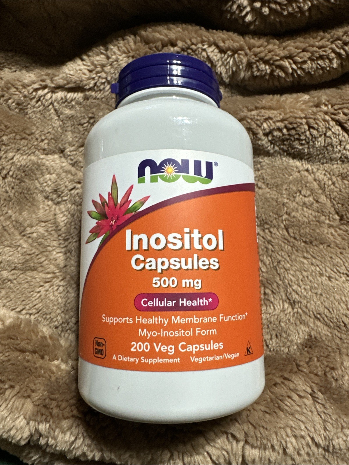 NOW Foods Inositol 500 mg 200 Veg Caps Exp 11/29 Healthy Membrane Function