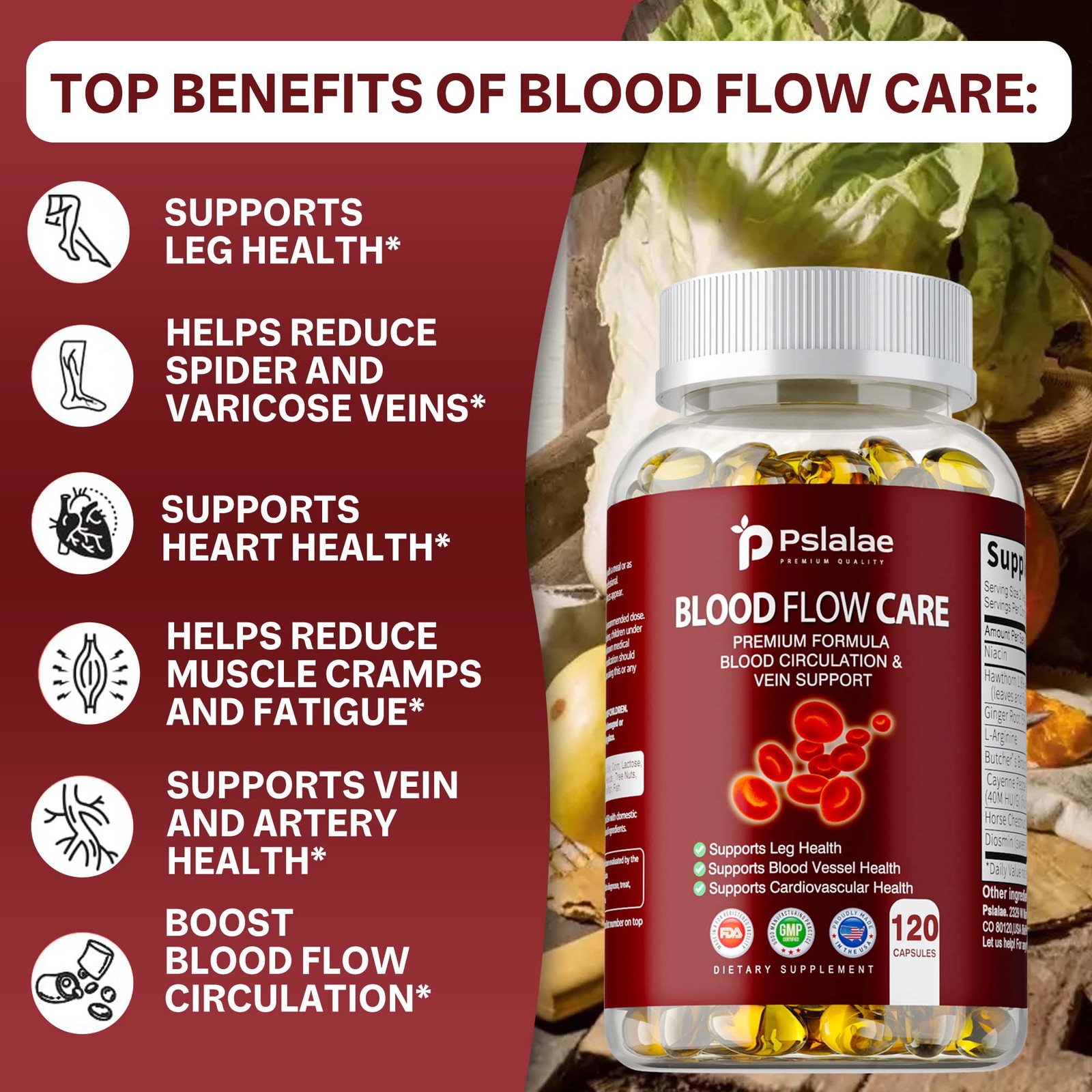 Blood Flow Care – Hawthorn, Ginger, Cayenne Pepper – Aids in Healthy Circulation