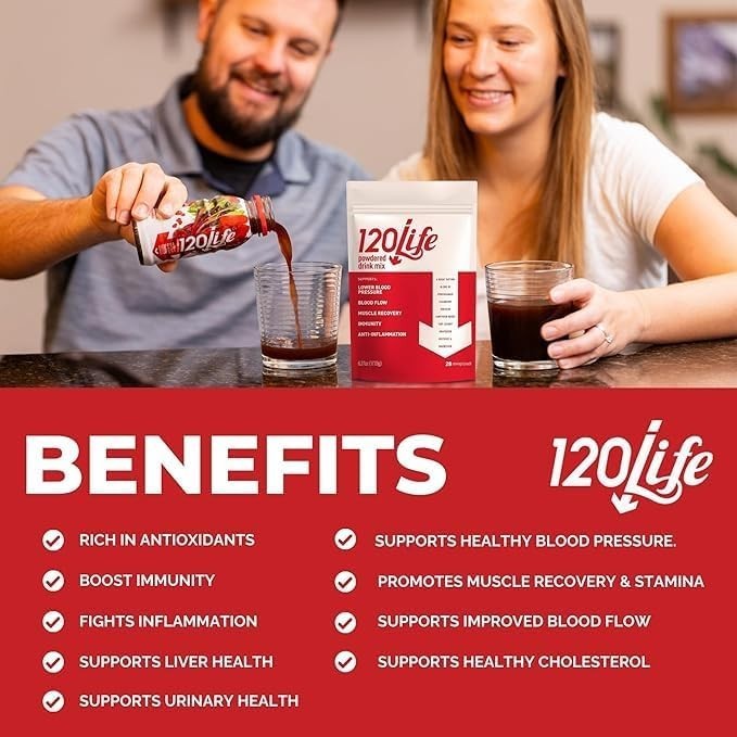 120LIFE Blood Pressure Support Beet Root Powder Pomegranate Drink Mix 28 Serving