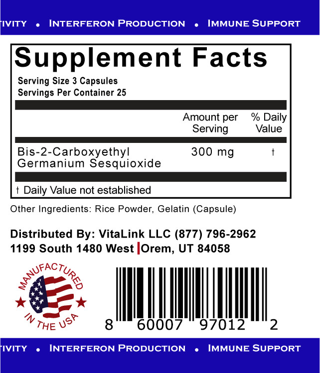 VitaLink US Source Organic Germanium 100 mg X 75 capsules – Immune Support