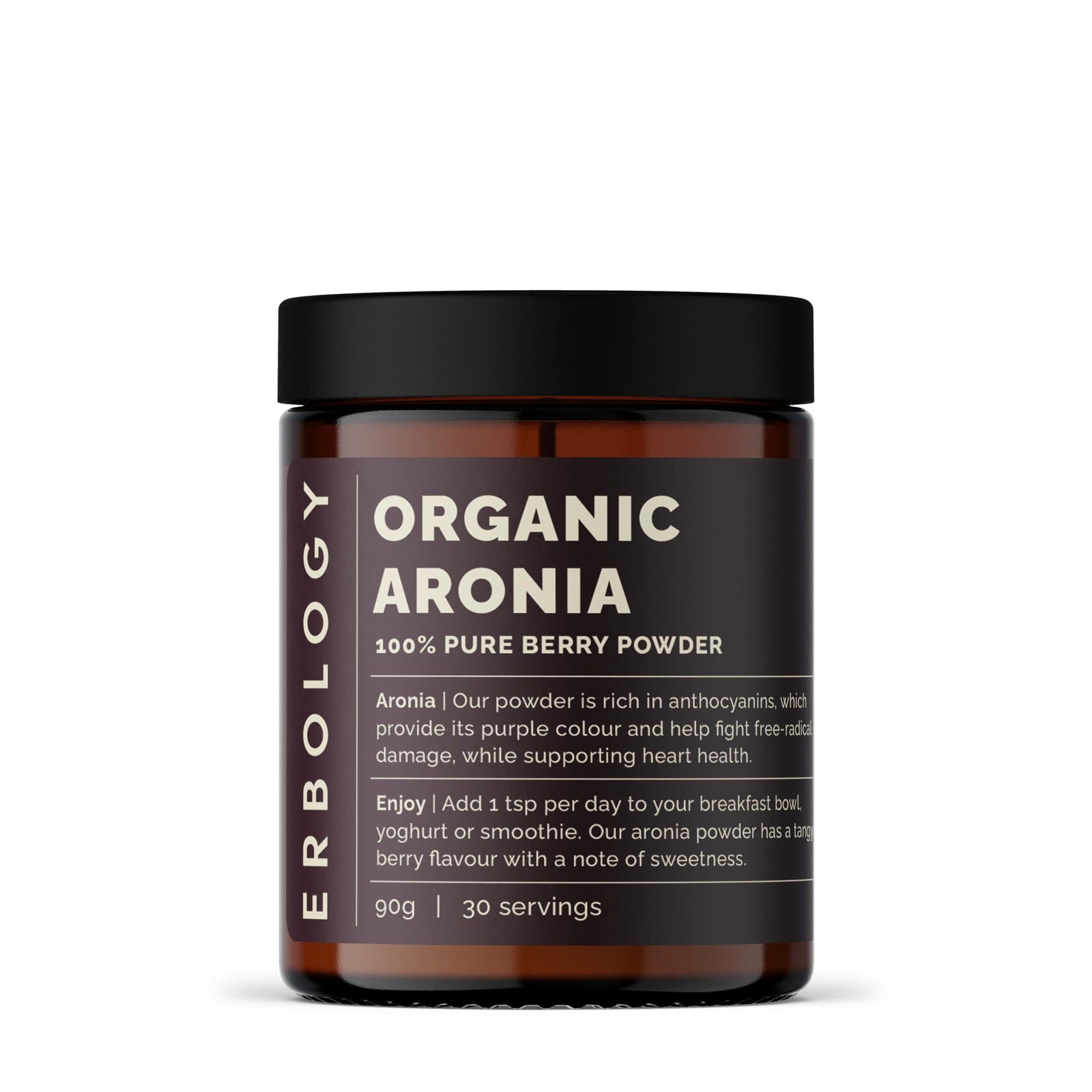 Erbology Organic Aronia Berry Powder 3.2 oz – 30 Servings – Supports Skin Hea…
