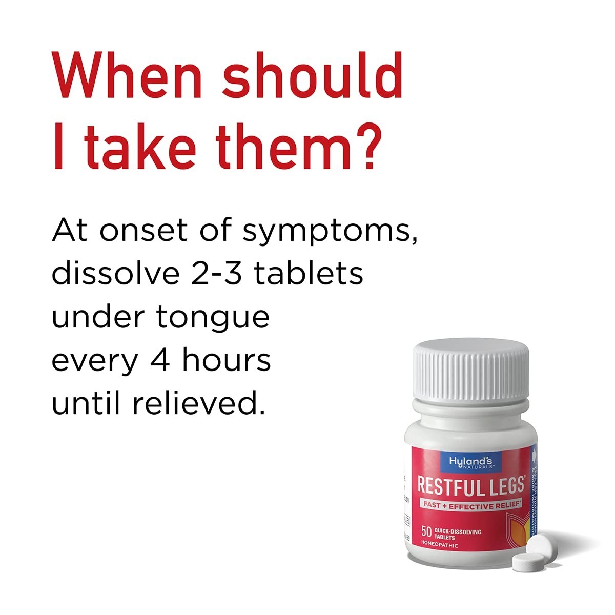 Restful Legs Relief Tablets – 50 Count, Pack of 4 – Natural Leg Cramp Support