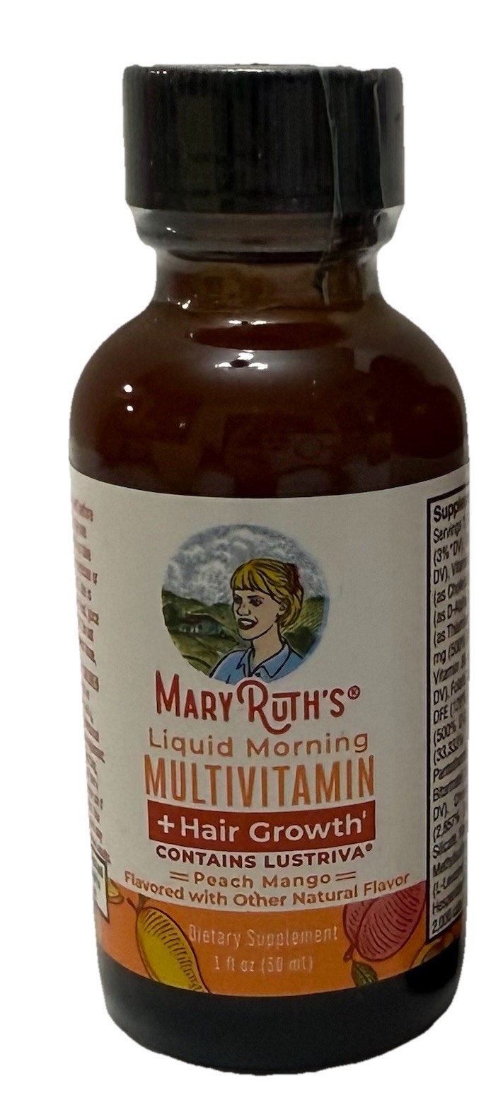 1 Mary Ruth’s Liquid Morning Multivitamin + Hair Growth 1OZ TRAVEL Peach Mango
