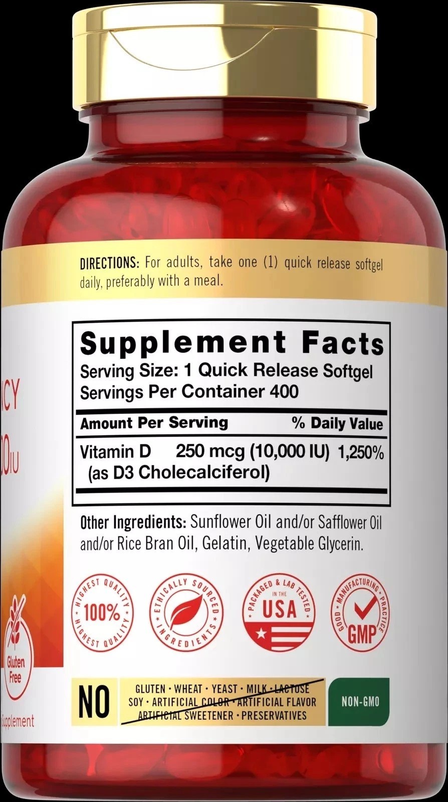 Vitamin D3 10000 IU 400 Softgels | Value Size | Max Potency | by Carlyle