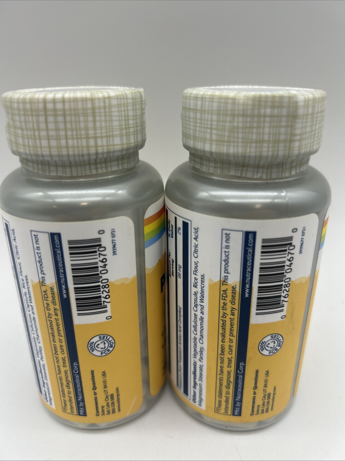 Solaray Potassium Supplement 99 mg 100 Ct. Eq. Lot Of 2 Exp. 02/2027
