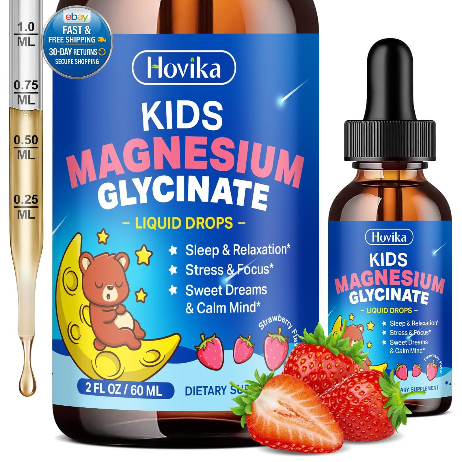 Magnesium Glycinate Liquid for Kids – with L-Theanine 2 Fl Oz (Pack of 1)