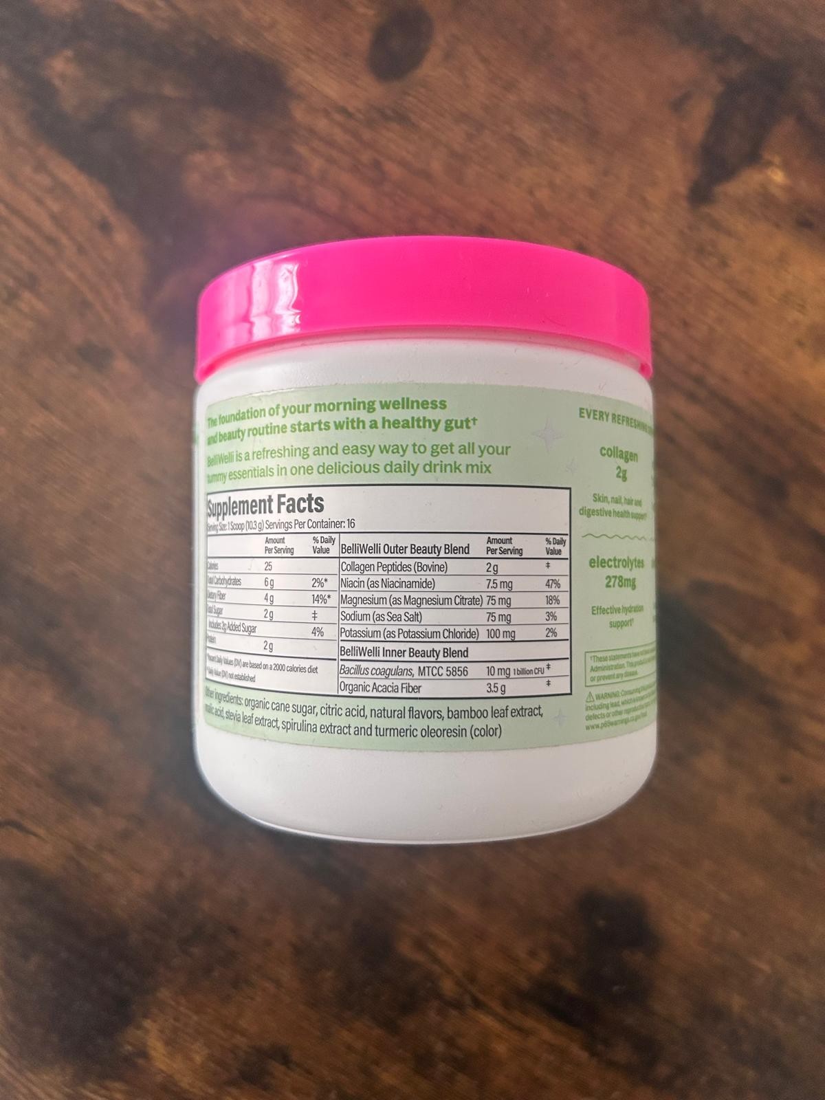 BelliWelli Daily Fiber Supplement Powder with Probiotics – Cucumber Lime