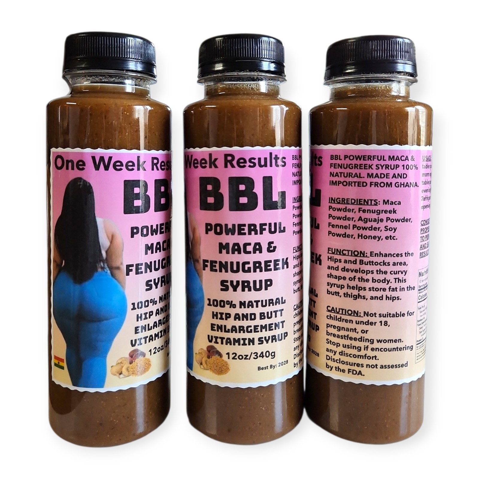 ONE WEEK RESULTS BBL POWERFUL MACA & FENUGREEK SYRUP 100% NATURAL 12oz