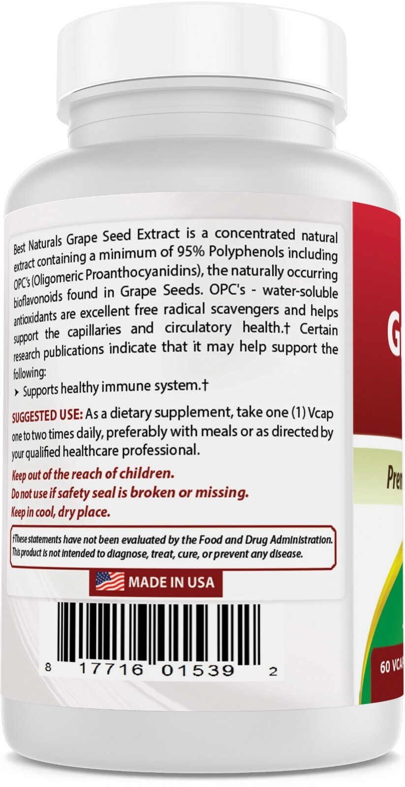 2 Pack Best Naturals, Grape Seed Extract 400 mg 60 Vcaps *Cardiovascular Health*