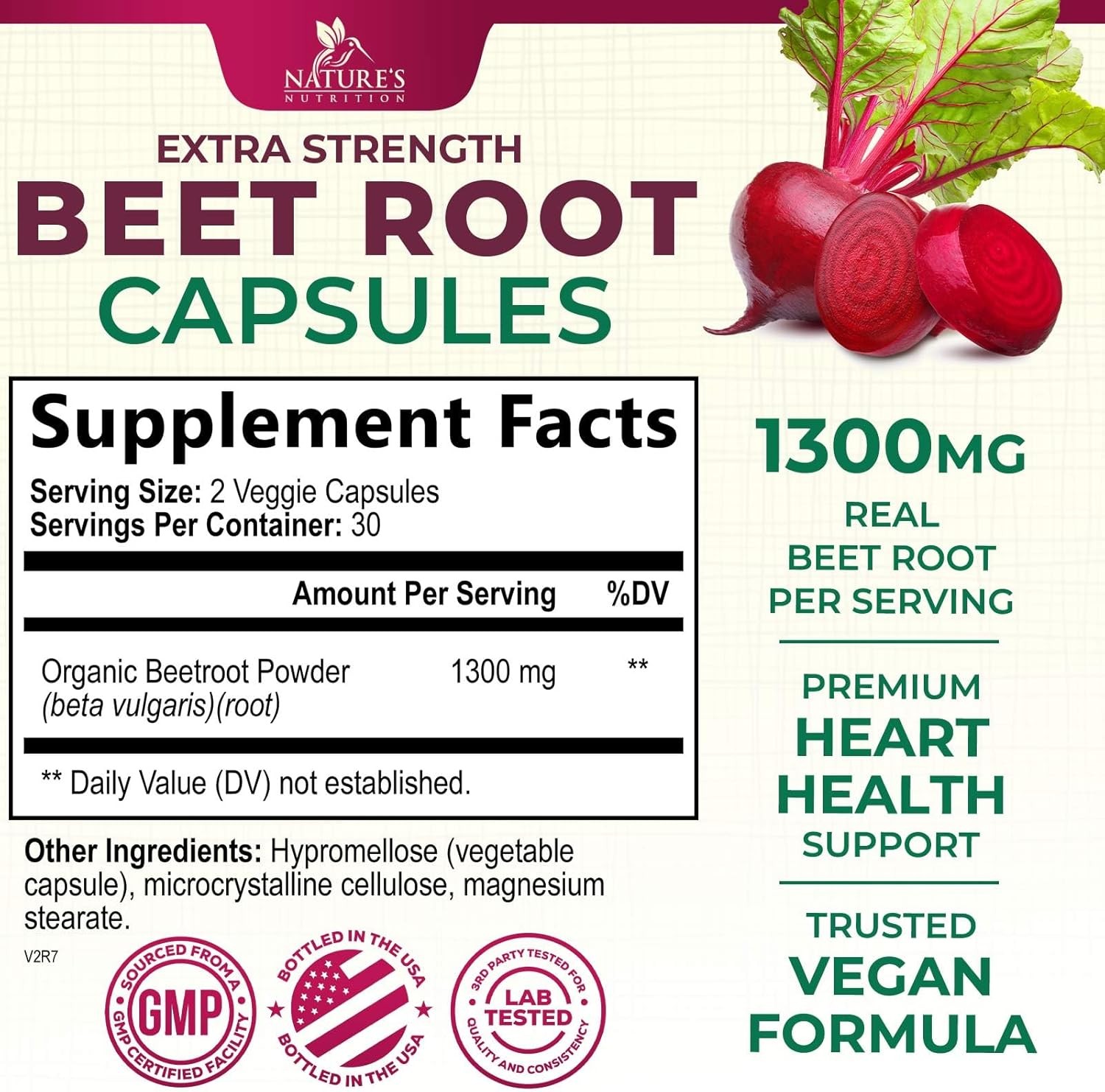 Beet Root Capsules 1300Mg – Extra Strength Red Beetroot Powder Supplement – Supp