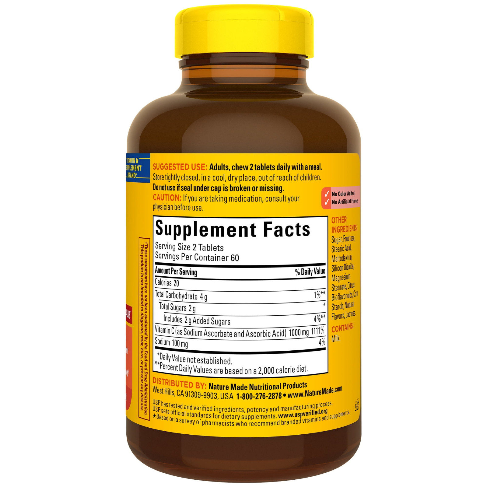 Nature Made Extra Dosage Chewable Vitamin C 1000 mg per Serving Tablets,120Count