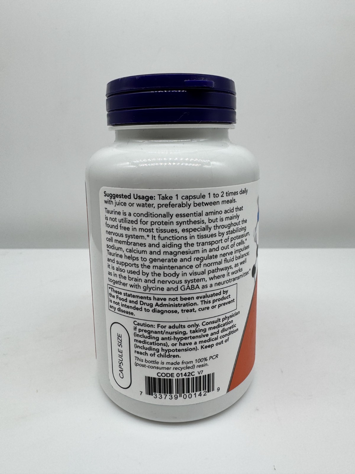 NOW FOODS Taurine Double Strength 1000 mg 100 Veg Capsules Exp 4/2029