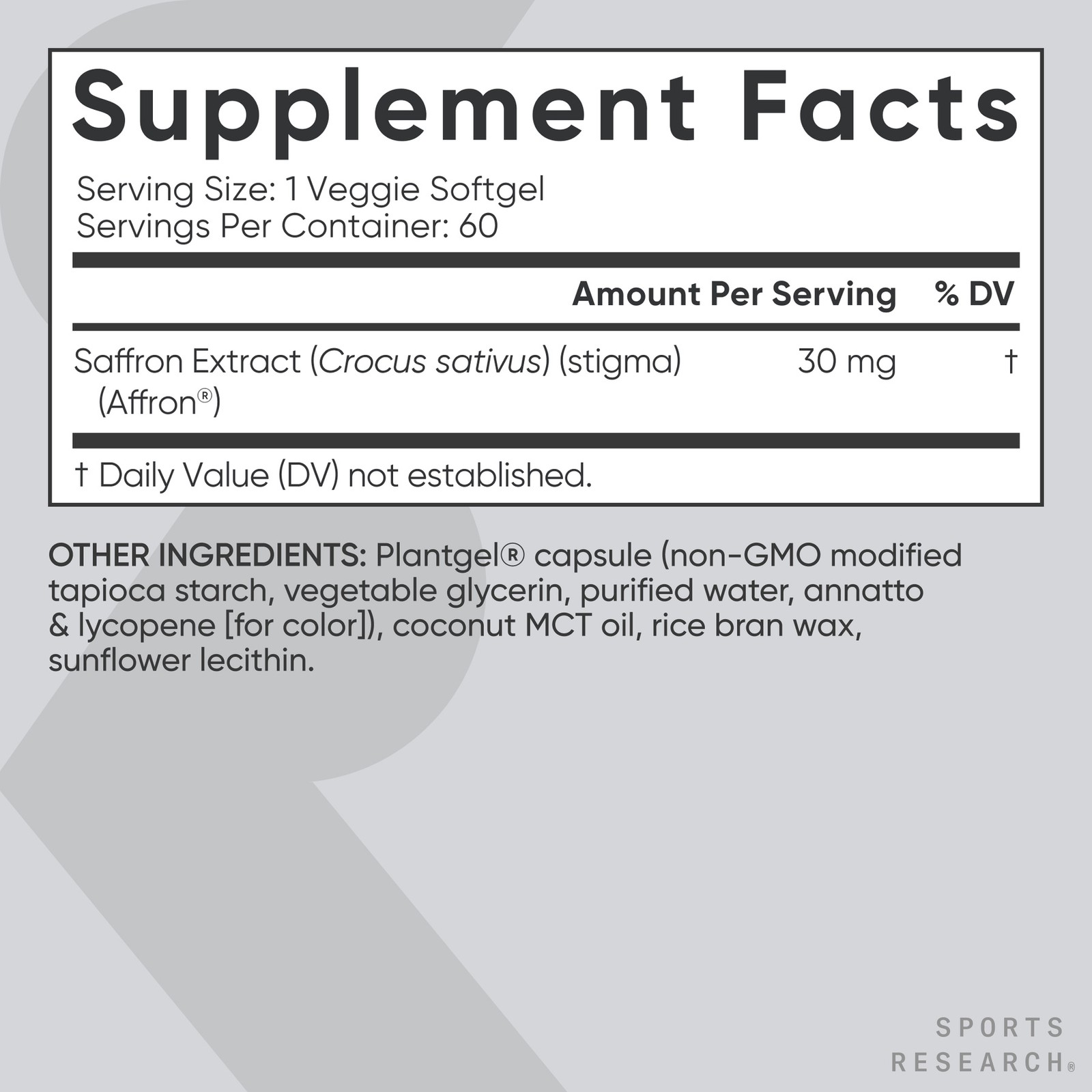 Pure Saffron Extract Supplement 30 mg – Mood & Stress Support 60 Veggie Softgels
