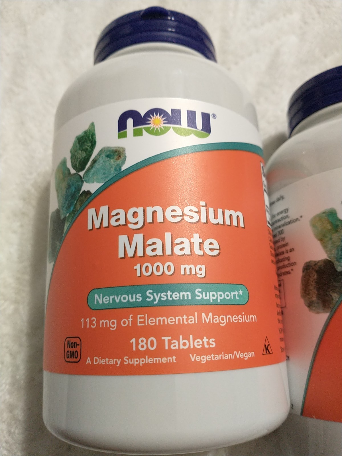 2 NOW FOODS Magnesium Malate 1000 mg 180 Tablets Each Bottle exp 08/2029