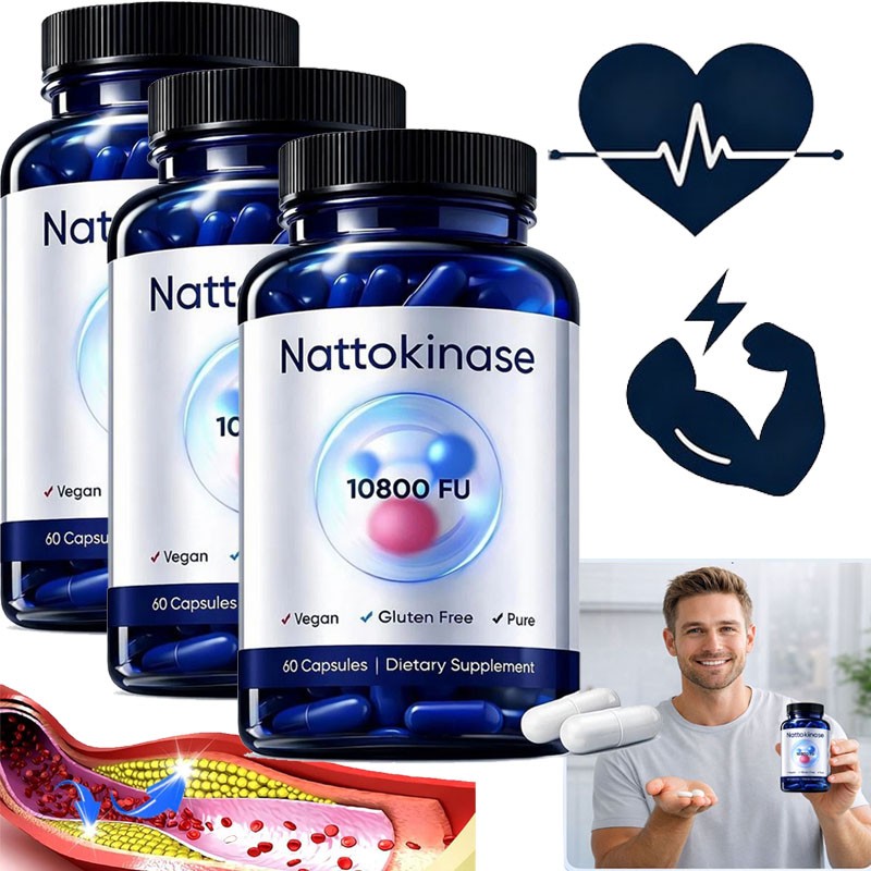 3X Nattokinase Supplement – 10800 FU 60 Capsules Per Serving Heart Circulation