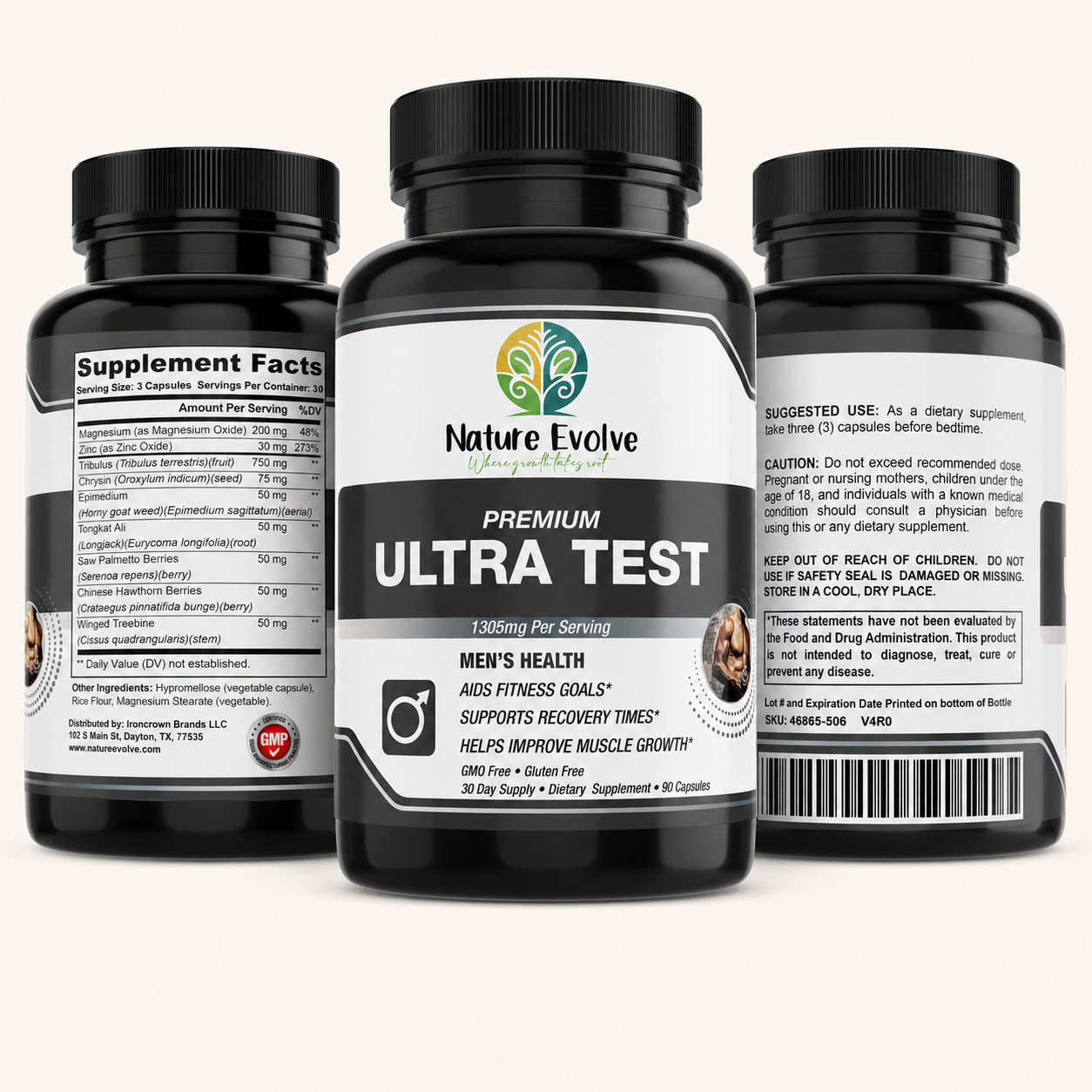 Nature Evolve Premium Ultra Test Men’s Health Support 1305mg Made In USA