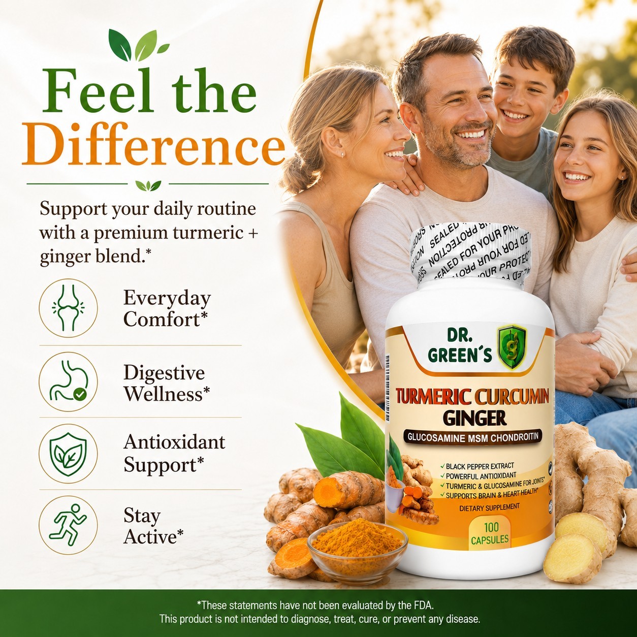 Turmeric Curcumin Piperin Biopterin 2600mg High Absorption Triple Strength 100