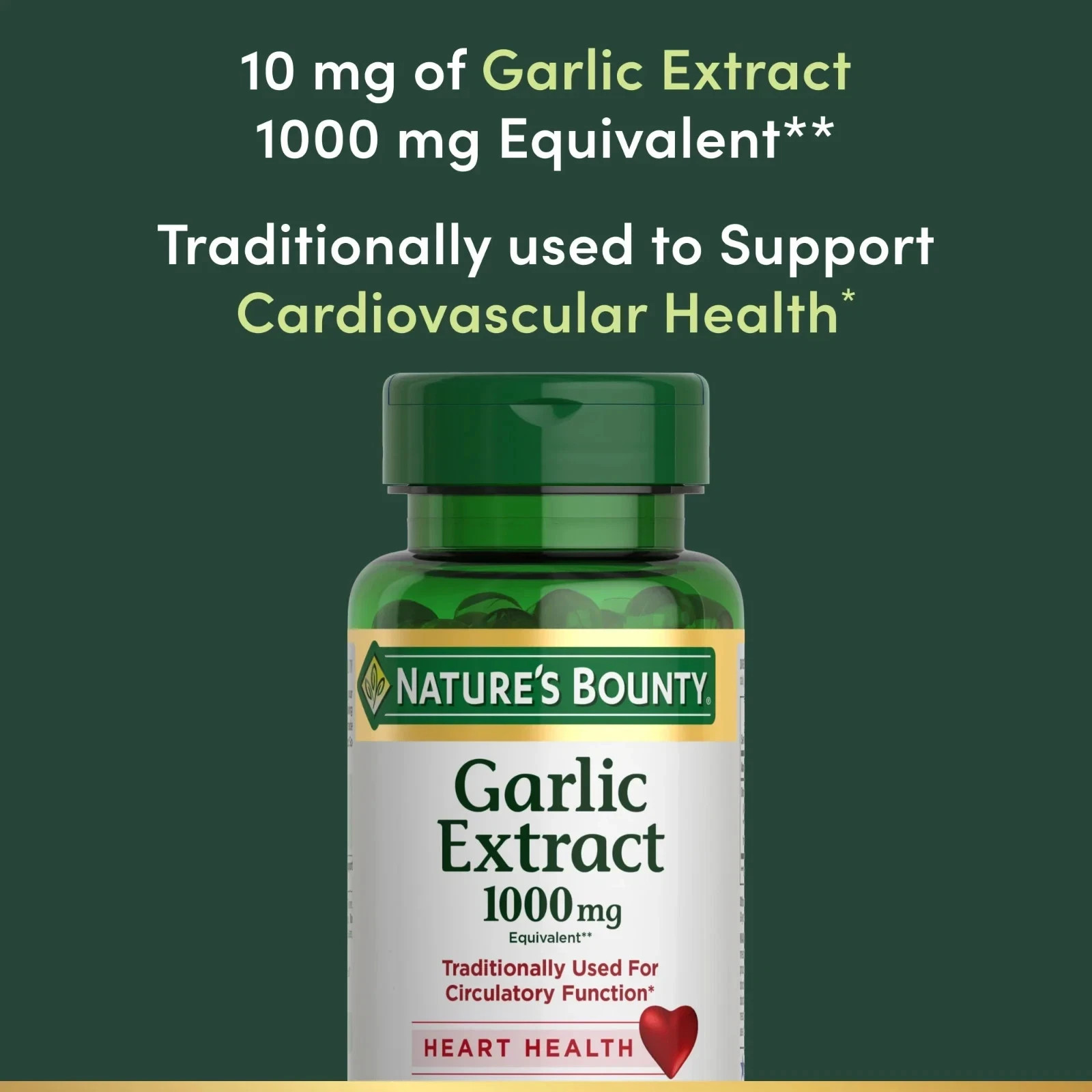 Nature’s Bounty Garlic Extract 1000mg 2 Pack 100 Softgels Heart Health