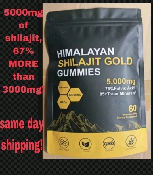 5000mg Himalayan Shilajit Gummies Ashwagandha Fulvic Acid 60ct + (2) Preform Man