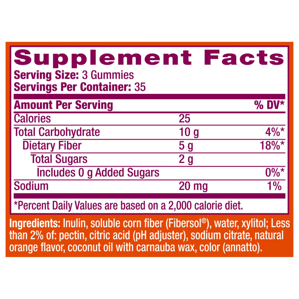 Metamucil Fiber Supplement No Sugar Added Gummies – Orange -5g Fiber Per Serving