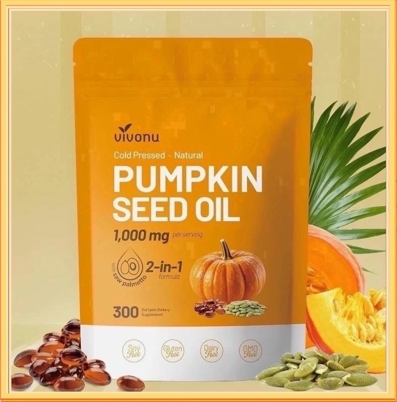 Natural Pumpkin Seed Oil – Saw Palmetto Softgels 1000mg High Potency / Prostate