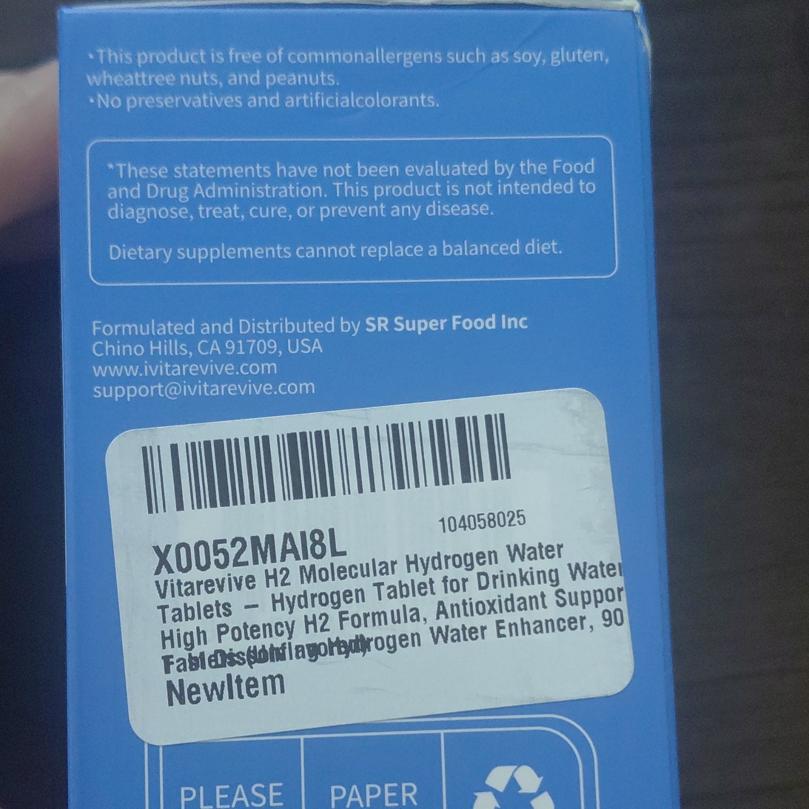 Vitarevive H2 Hydrogen Water Tablets 150mg Magnesium Vegetarian 90ct