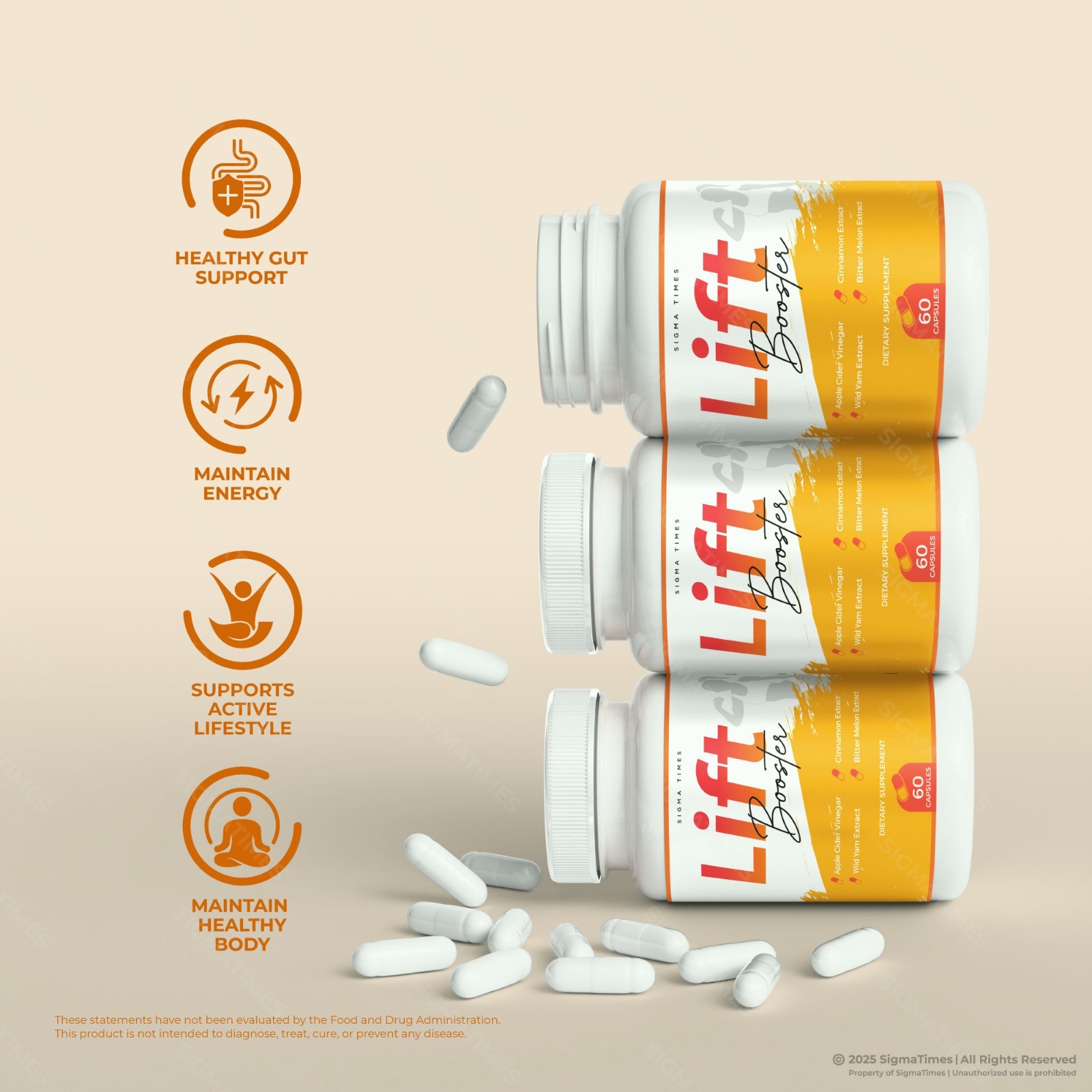 Lift Booster Capsules – Supports Metabolism & Natural Weight Loss – 5 Pack