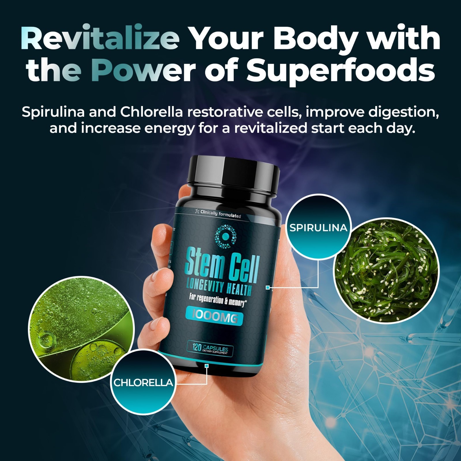 Premium Stem Cell Supplements 1000mg – Boost Immunity, Joint Support, Anti-Aging