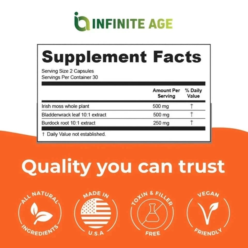 INFINITE AGE 1250mg Sea Moss Advanced Superfood, High-Potency, Vegan – (1-3Pack)