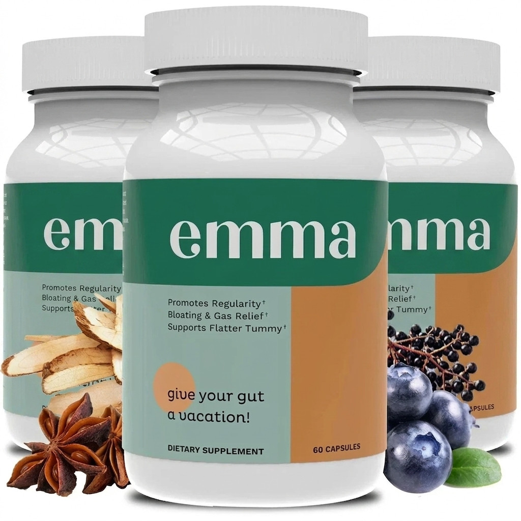 3 Pack Emma Gut Health Supplement 180 Capsules for Bloating Relief & Leaky Gut