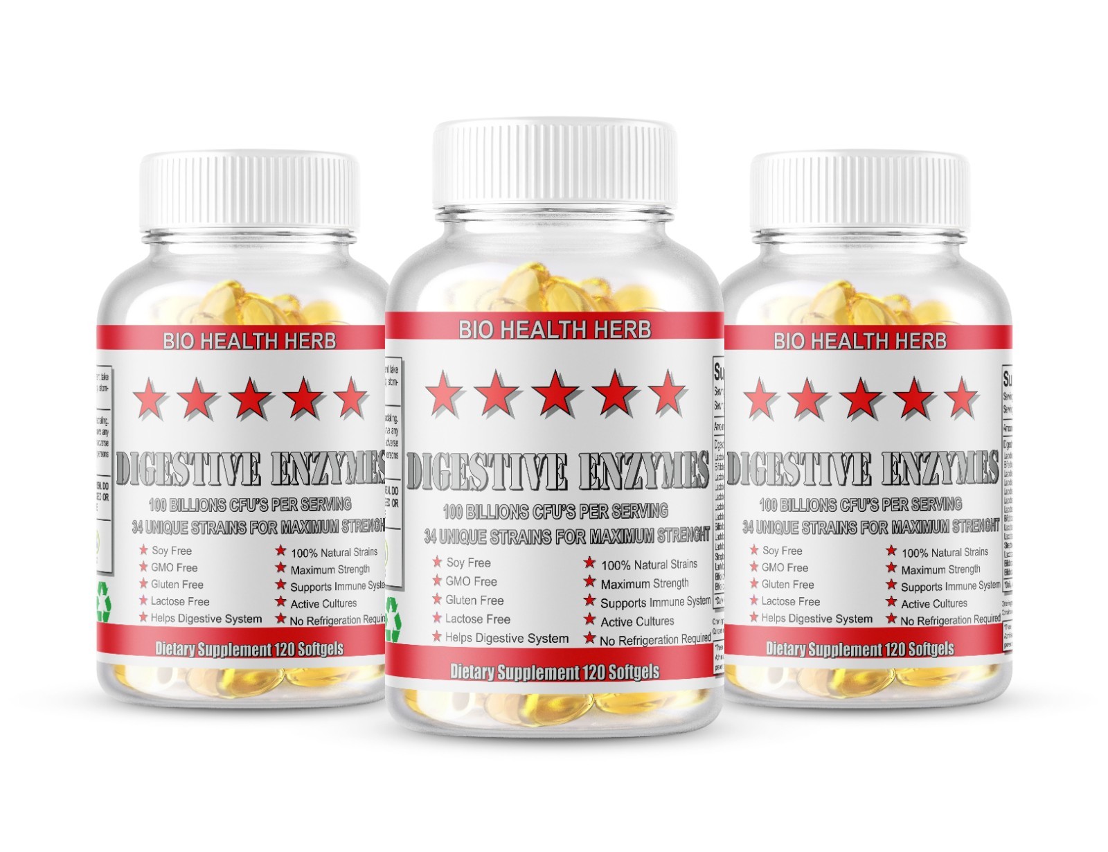 3 x Digestive Enzymes Prebiotic & Probiotics Gas, Constipation & Bloating Relief