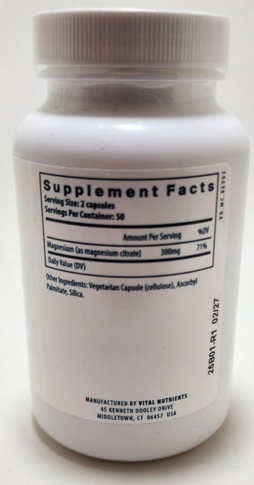 Vital Nutrients Magnesium Citrate 100 Vegan Capsules