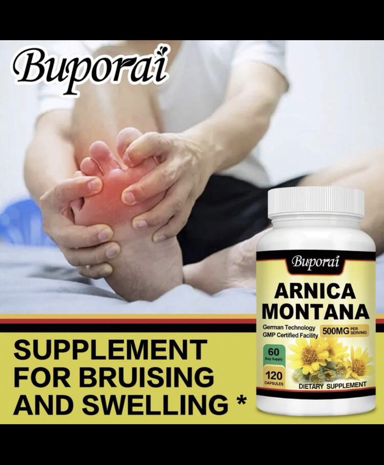Buporai Arnica Montana 500mg For Muscle & Joint Health Ant-Anflammatory Support