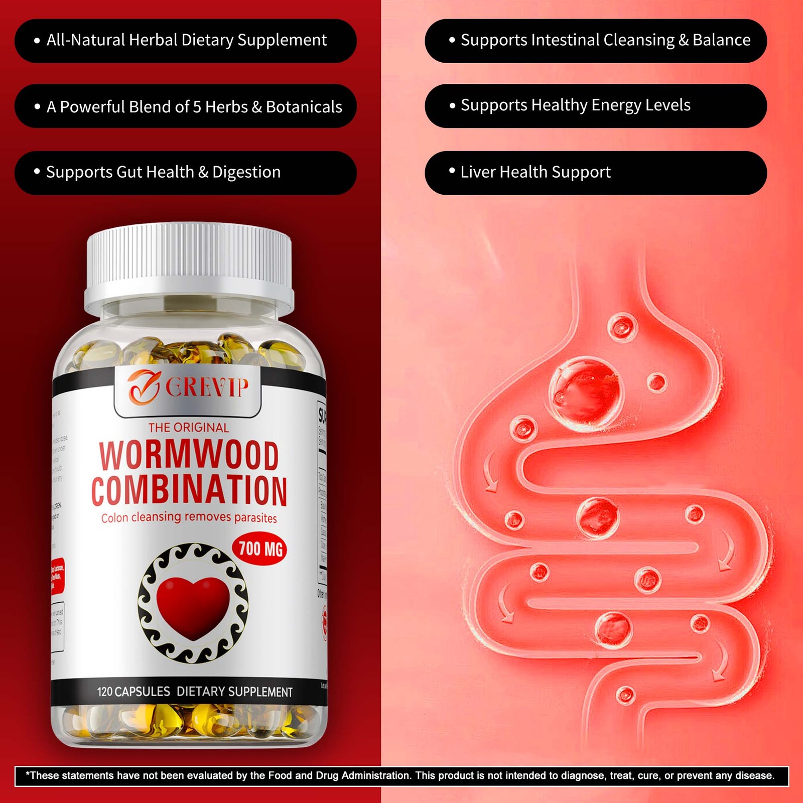 Wormwood Combination – Black Walnut, Cloves, Quassia – Intestine Cleanse & Detox