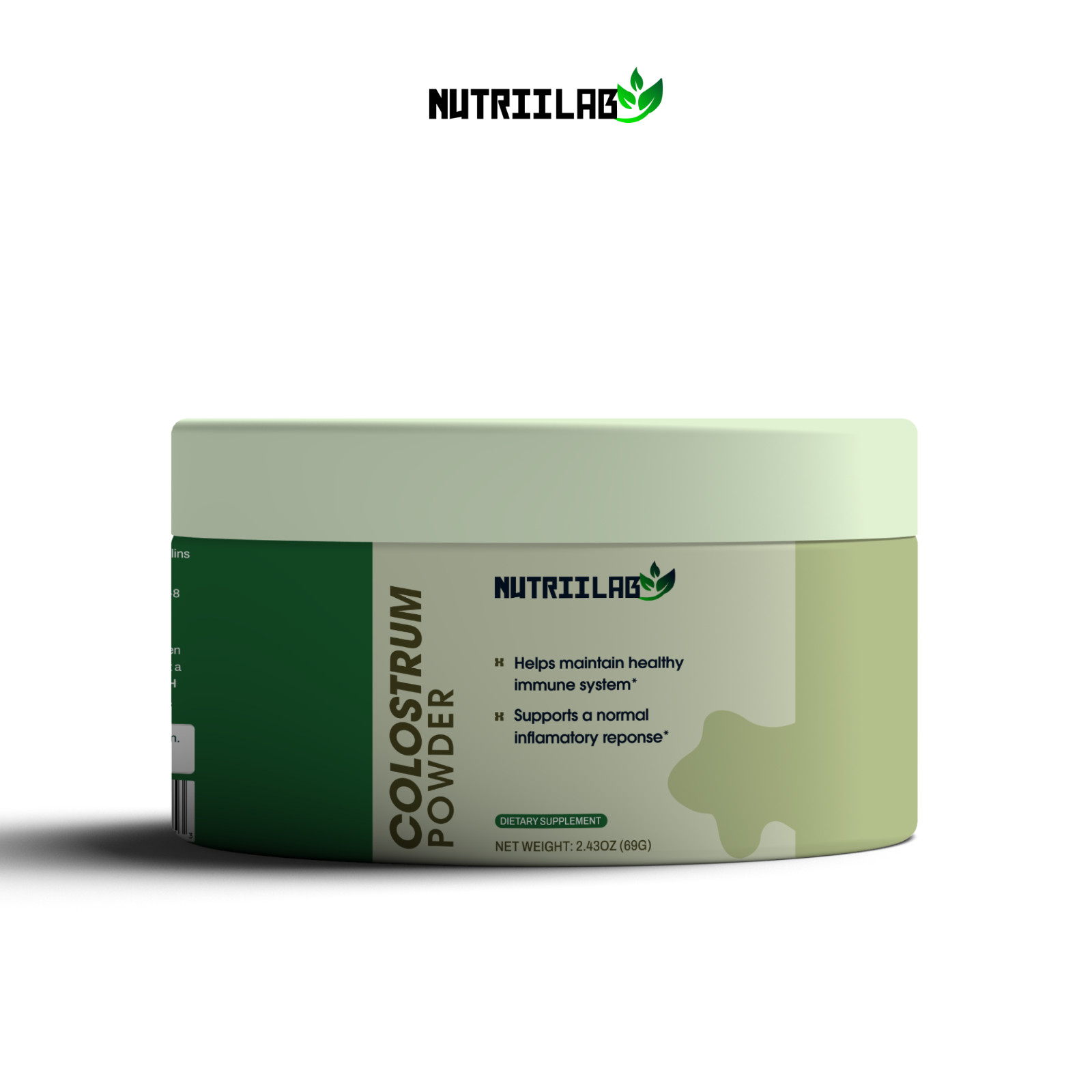 NutriiLab Bovine Colostrum Powder 2500mg IgG Immune Gut Health 30 Day Supply