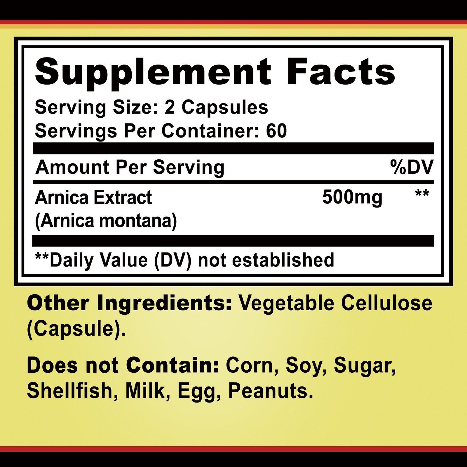 Arnica Montana 500mg -High Potency,Pain,Bruises Relief,Anti-Inflammatory Support