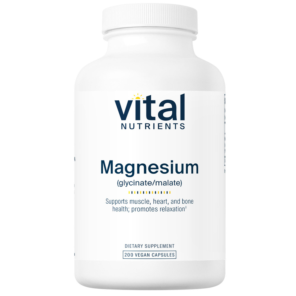 Vital Nutrients Magnesium, Glycinate + Malate, 200 Vegan Caps Exp:08/2028