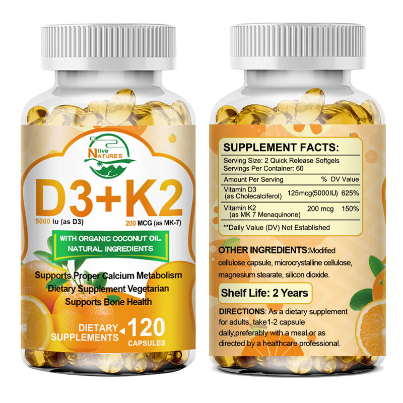 Vitamin K2 (MK7) w/ D3 Bone & Heart Health Non GMO & Gluten Free Easy to Swallow