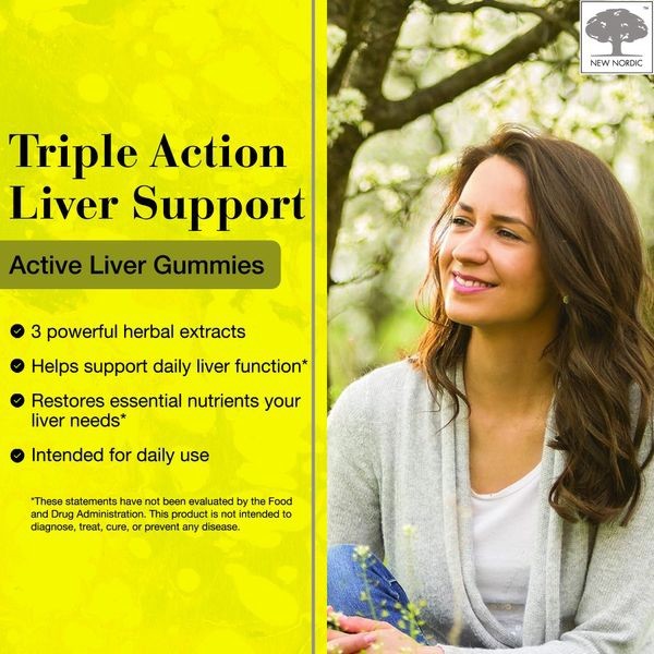 New Nortic Active Liver Gummies, Peach & Mango, 60 Gummies, EXP 1/29