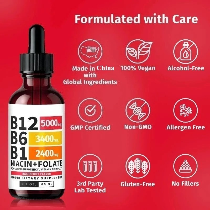 3/1x Vitamin B12 and B6 Liquid Drops, B12 Sublingual Vitamin B Complex Vitamin