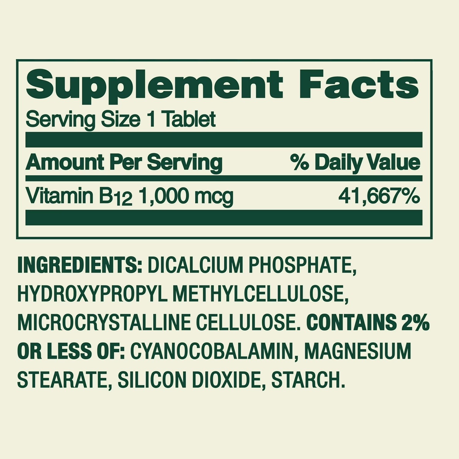 Vitamin B12 1000 Mcg Supports Heart Energy Metabolism Nervous System, 60 Tabs