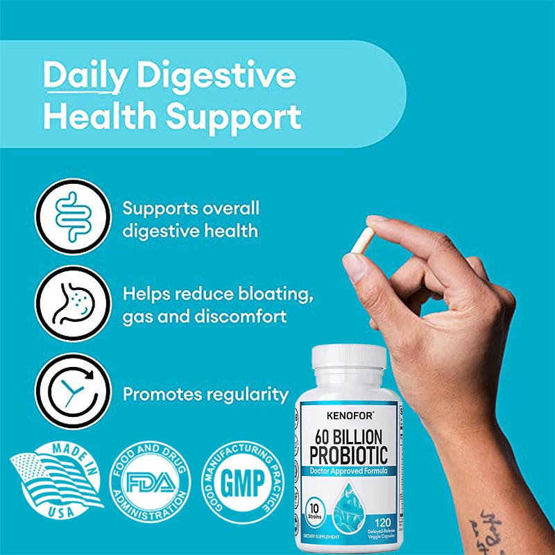 Probiotics 60 Billion CFU for Digestive & Immune Health 120 Vegan Capsules