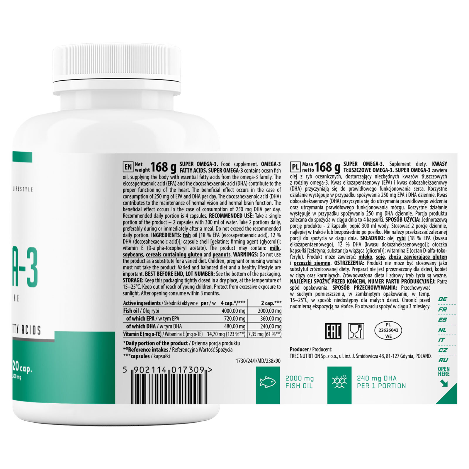 SUPER OMEGA-3 – 60-240 Softgels – Fish Oil – EPA DHA – Heart, Brain & Eye Health