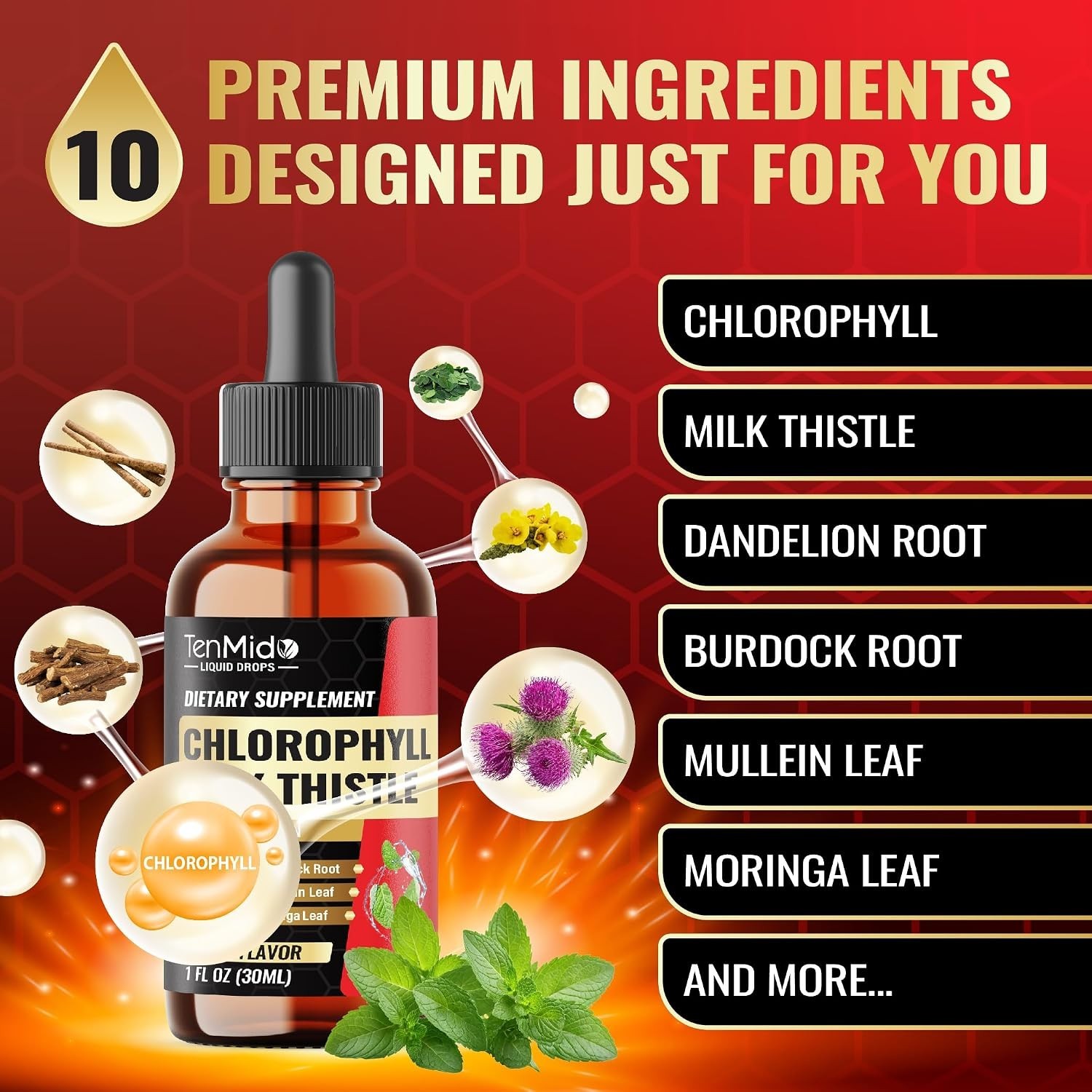 GMP-Certified Chlorophyll Drops – 12 Botanicals for Daily Health, 30 Servings