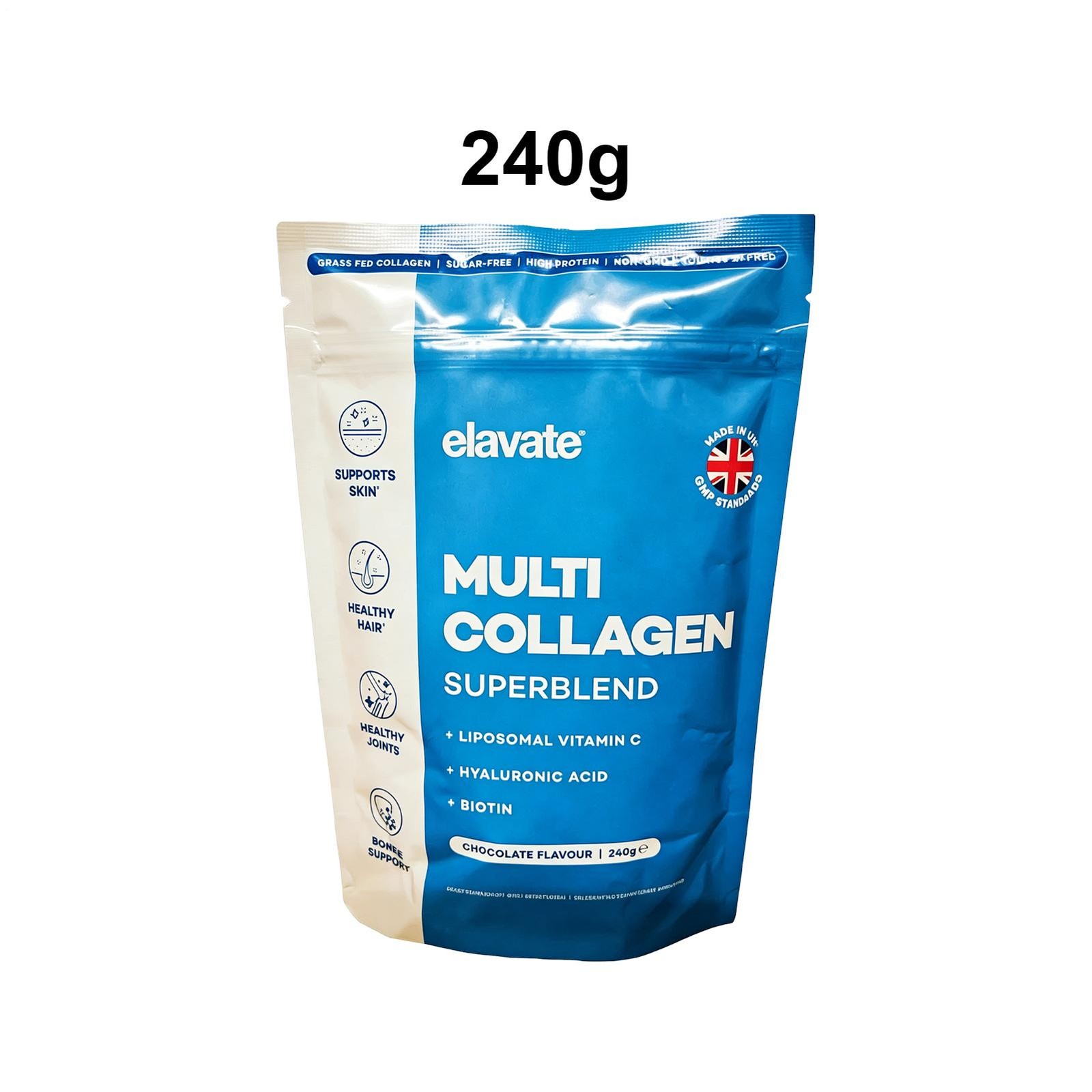 Elavate Multi Collagen Superblend Chocolate Flavor 240g Support Skin Hair Joints