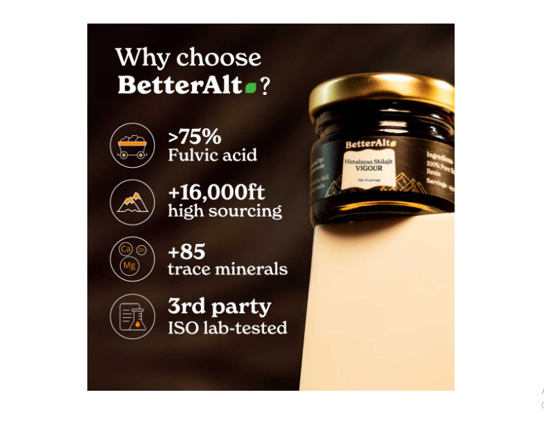 BetterAlt Pure Himalayan Shilajit / Shilajeet Resin High Potency for Women & Men