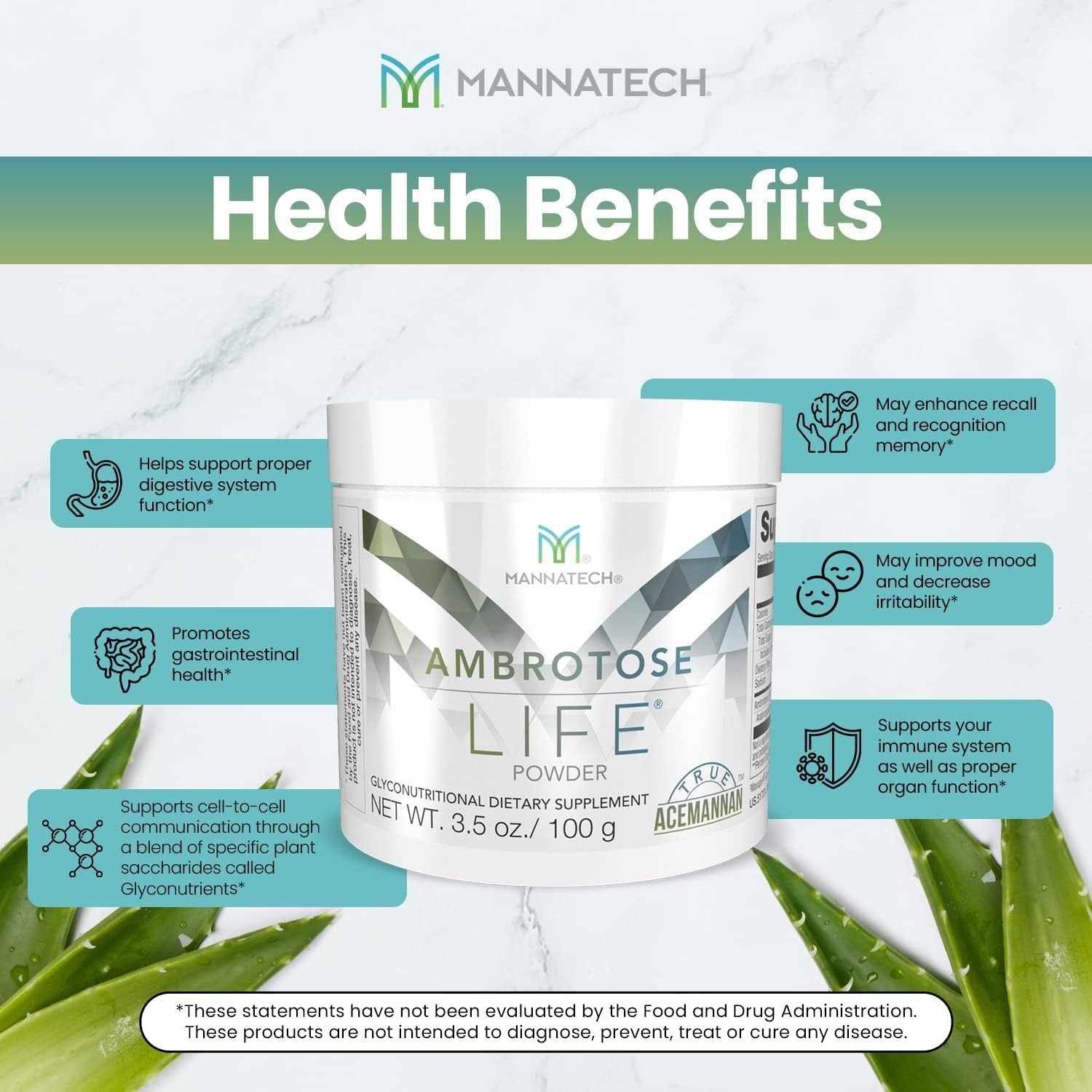 Mannatech Ambrotose Life 100g Immune Support Dietary Supplement Powder