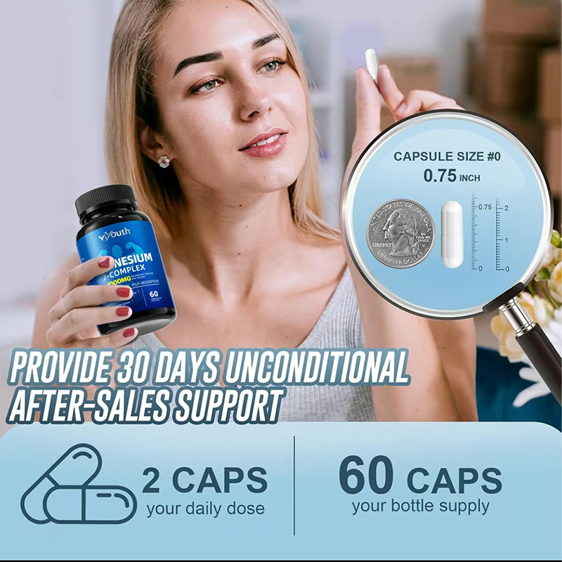 Viyouth Magnesium 7 Complex 60 Capsules, Supports Sleep & Bone Health, 1-3 Pack