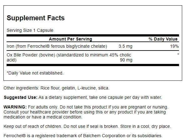 Ox Bile Supplement 90 mg – Digestive Health Support, 60 Capsules (2 Pack)